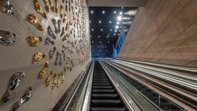 "Footprints" is located at Sydney's Waterloo Metro Station.