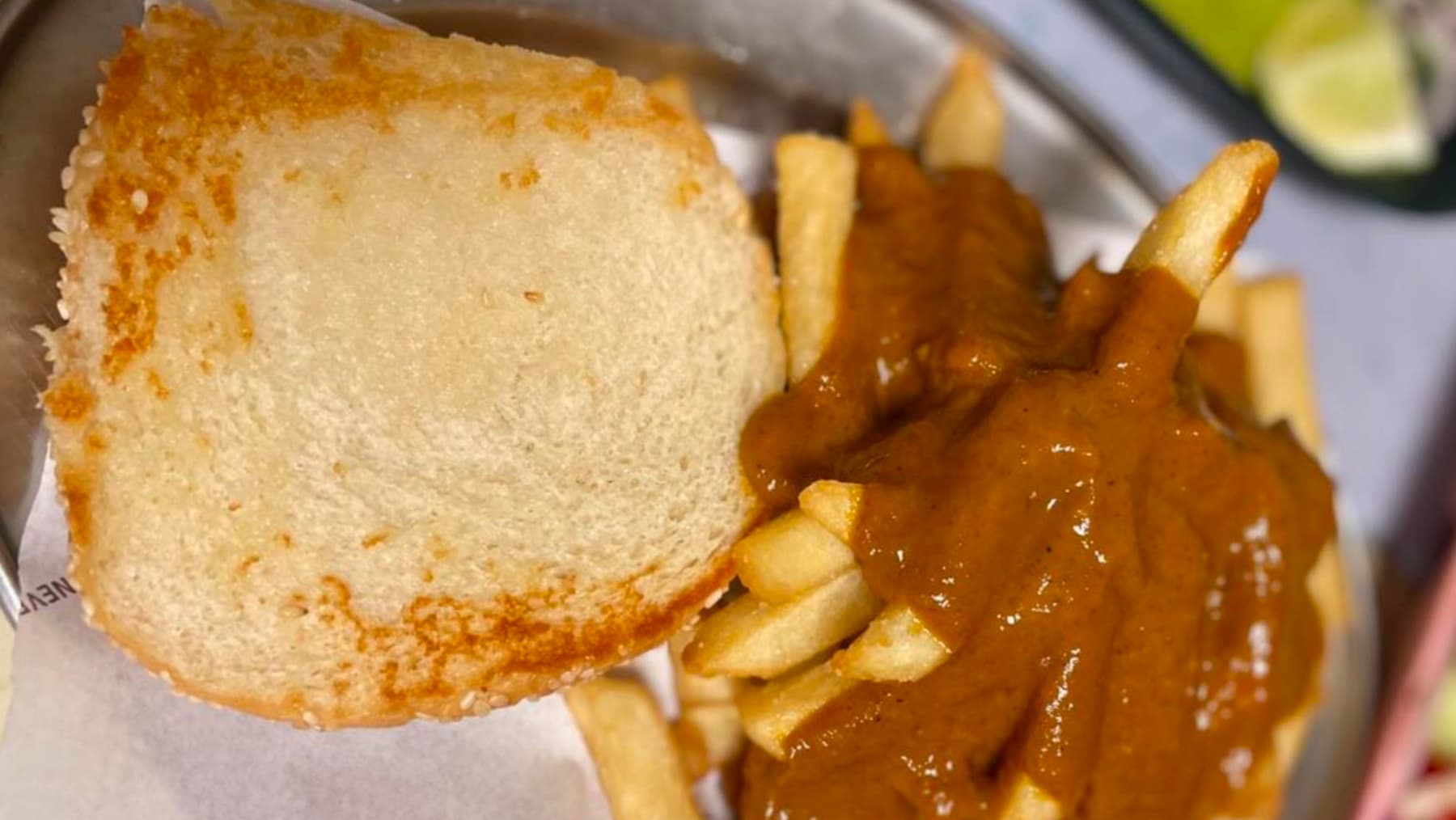 Derrel's Chip Butty with Butter Chicken Gravy for $8