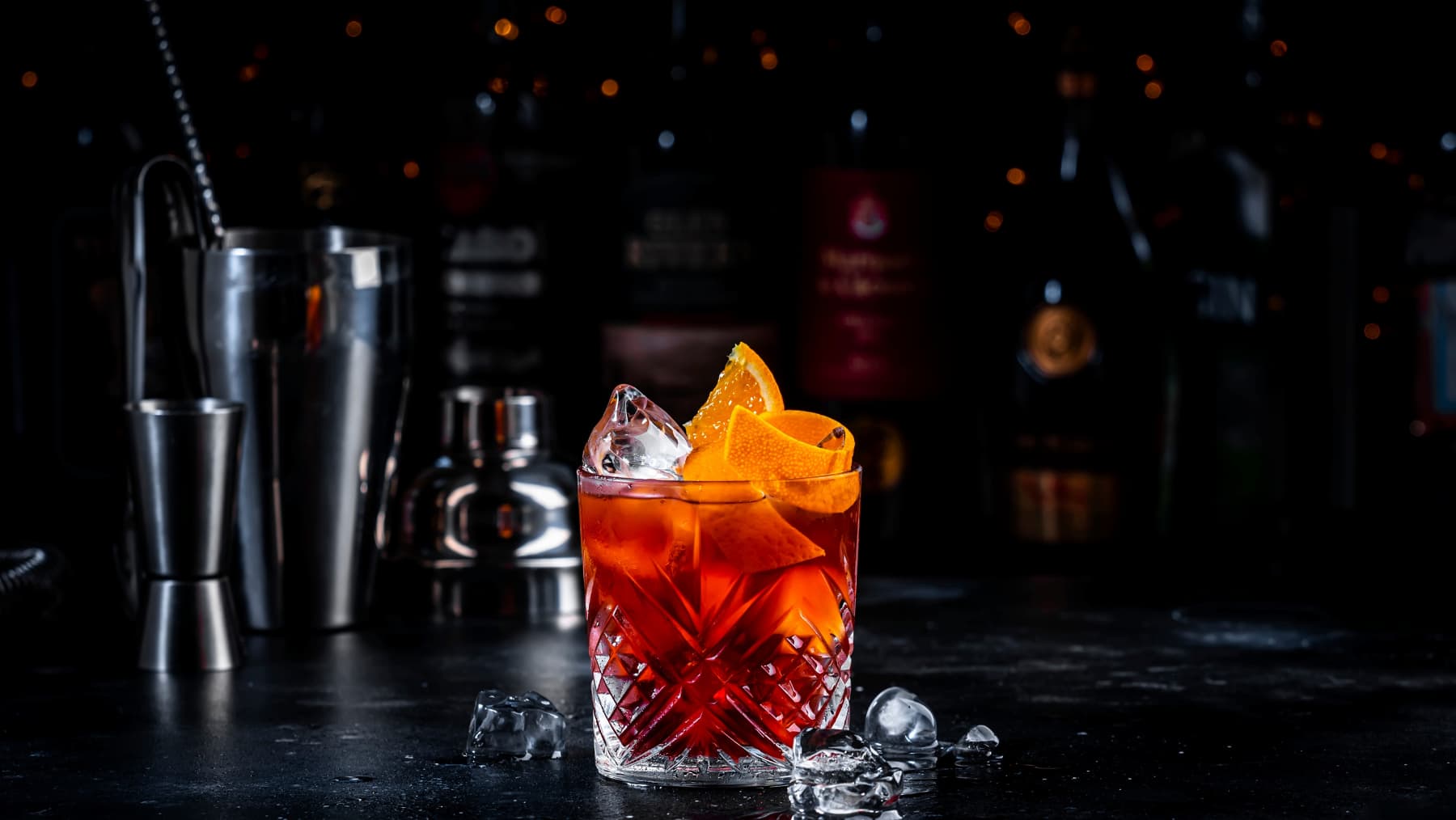 A classic Negroni cocktail